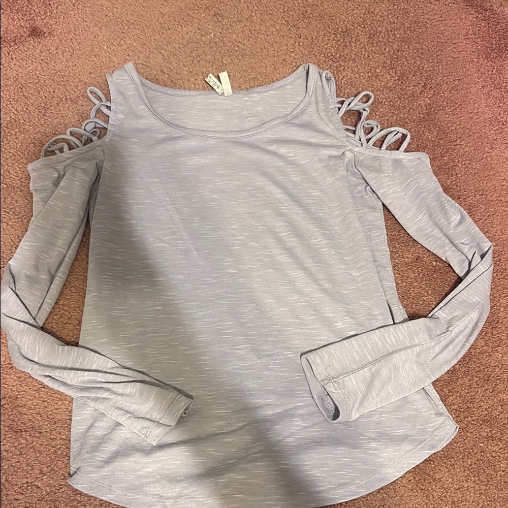Elegant Grayish Purple Cold Shoulder Top